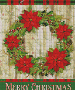 Poinsettia Wreath Christmas Diamond Painting