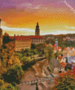 Cesky Krumlo At Sunset Diamond Painting