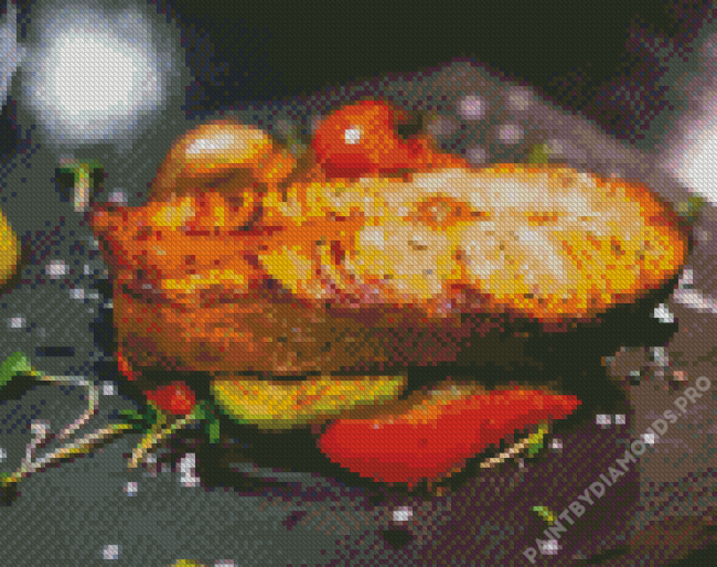 Grilled King Salmon Fish With Vegetables Diamond Painting