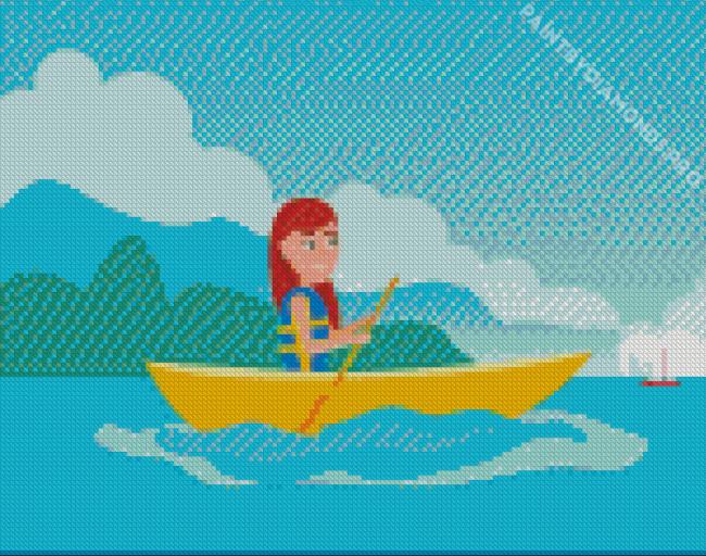 Kayaking Girl Diamond Painting