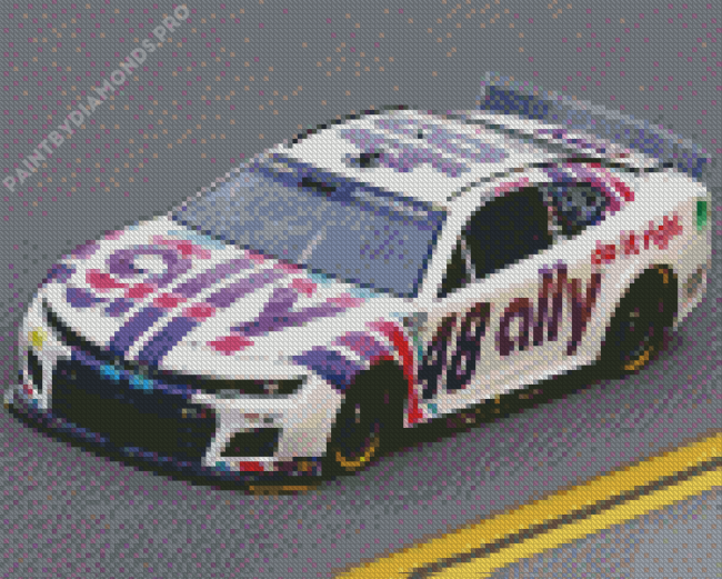 White 48 Race Car Diamond Painting