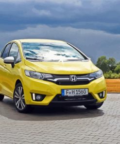 Yellow Honda Jazz Car Diamond Painting