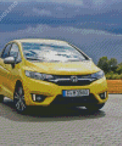 Yellow Honda Jazz Car Diamond Painting