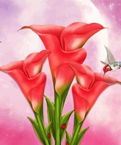 Calla Lily And Hummingbirds Diamond Painting