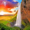 Seljalandsfoss Sunset Iceland Diamond Painting