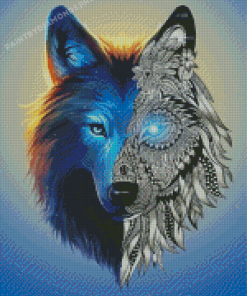 Half Mandala Wolf Diamond Painting