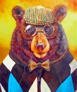 Bear With Glasses Diamond Painting