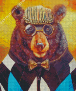 Bear With Glasses Diamond Painting