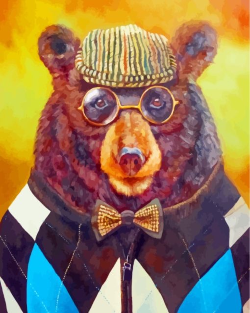 Bear With Glasses Diamond Painting