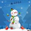 Cheerful Snowman With Birds Diamond Painting