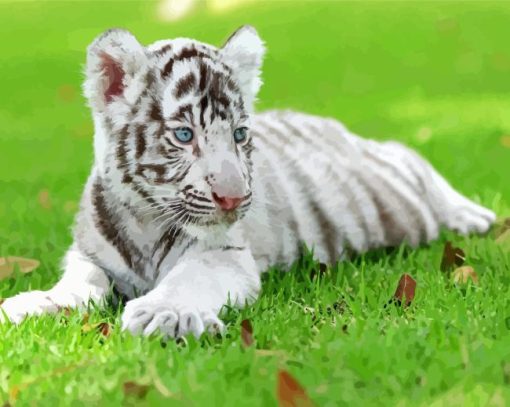 Cub White Tiger Diamond Painting