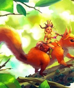 Cute Squirrel Girl Diamond Painting