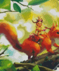 Cute Squirrel Girl Diamond Painting