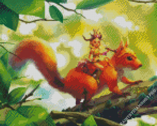 Cute Squirrel Girl Diamond Painting