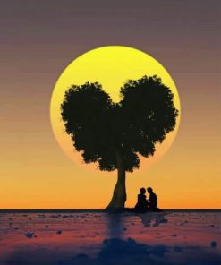 Heart Tree Silhouette Diamond Painting