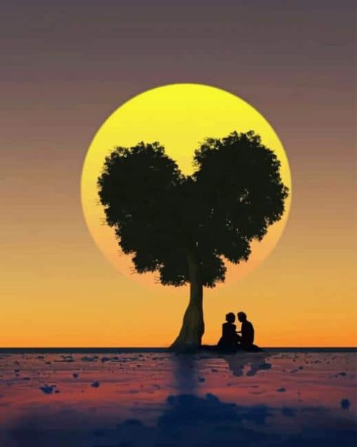 Heart Tree Silhouette Diamond Painting