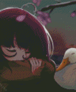 Anime Girl With Duck Diamond Painting