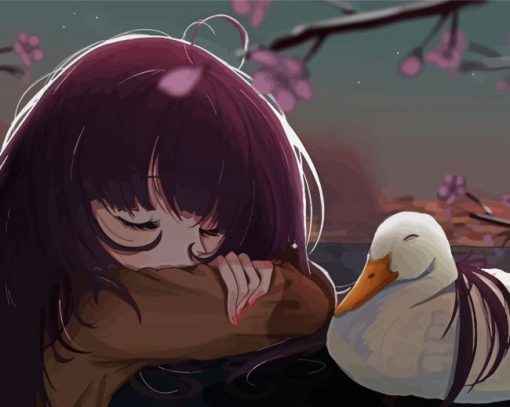 Anime Girl With Duck Diamond Painting