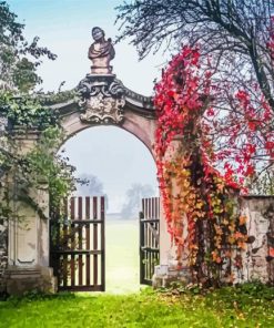 Autumn Garden Gate Diamond Painting