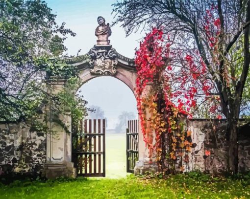 Autumn Garden Gate Diamond Painting