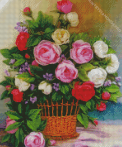 Basket Of Roses Art Diamond Painting