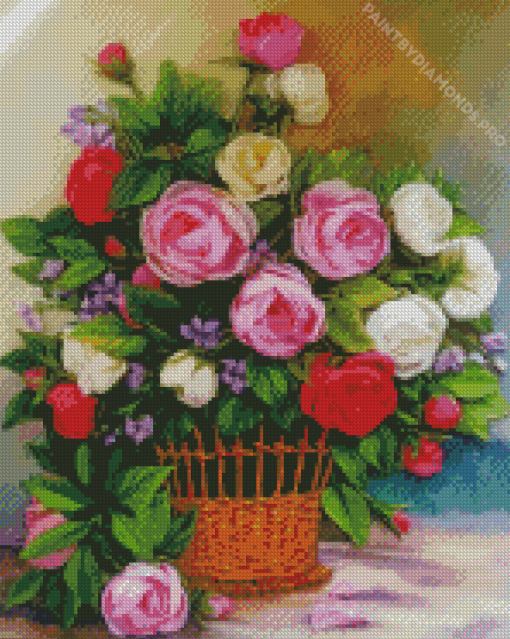 Basket Of Roses Art Diamond Painting