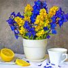 Blue And Yellow Flowers Vase Diamond Painting