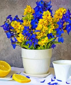 Blue And Yellow Flowers Vase Diamond Painting