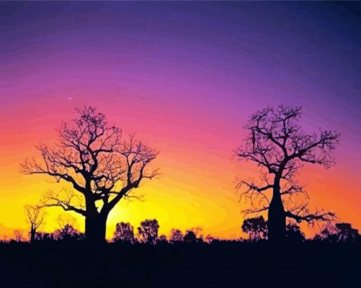 Boab Tree Silhouette Diamond Painting