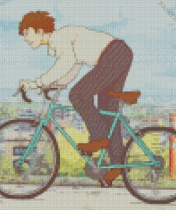 Boy With Bike Diamond Painting