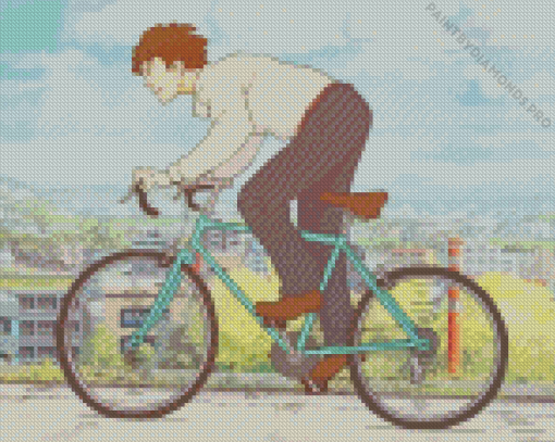 Boy With Bike Diamond Painting