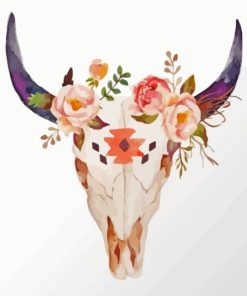 Bull With Flowers On Head Diamond Painting