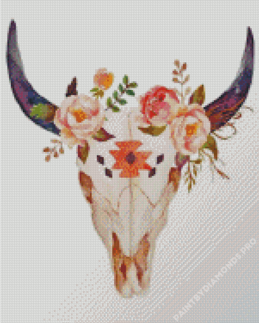 Bull With Flowers On Head Diamond Painting