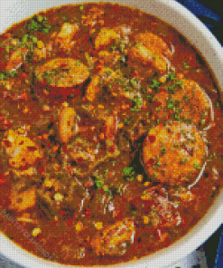 Cajun Chicken And Sausage Gumbo Diamond Painting