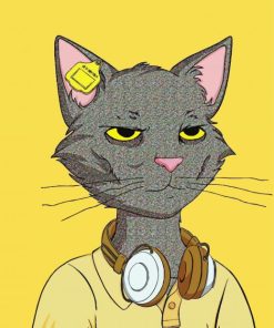 Cat With Headphones Art Diamond Painting