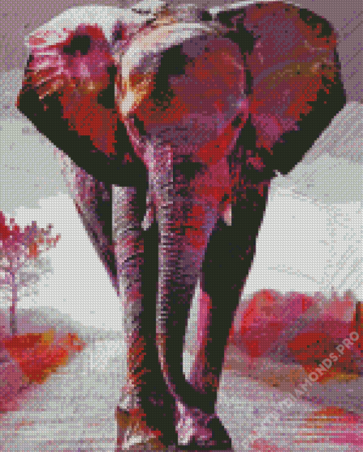 Colorful Pink Elephant Diamond Painting