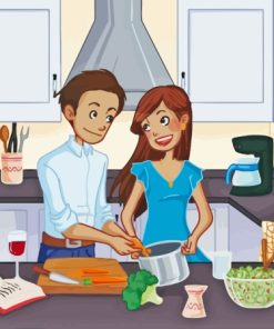 Couple In Kitchen Diamond Painting