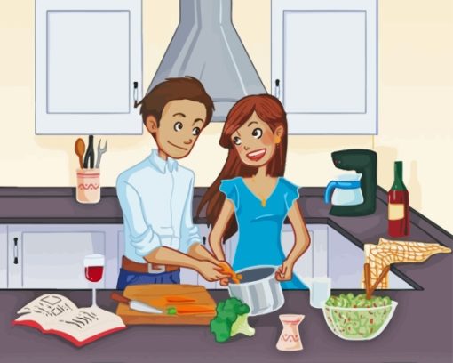 Couple In Kitchen Diamond Painting