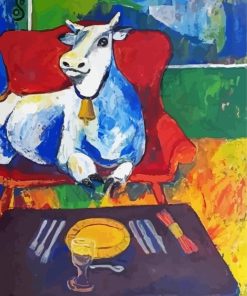 Cow In A Sofa Art Diamond Painting