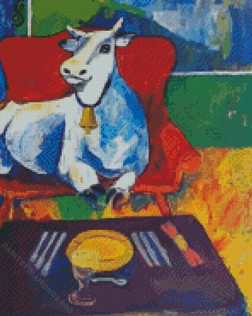 Cow In A Sofa Art Diamond Painting