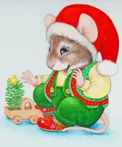 Cute Christmas Mouse Diamond Painting