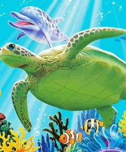 Dolphin And Turtle Underwater Diamond Painting