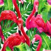 Flamingos In monstera Plants Diamond Painting