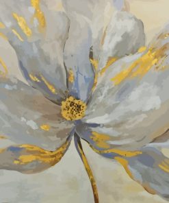 Grey And Golden Flower Diamond Painting