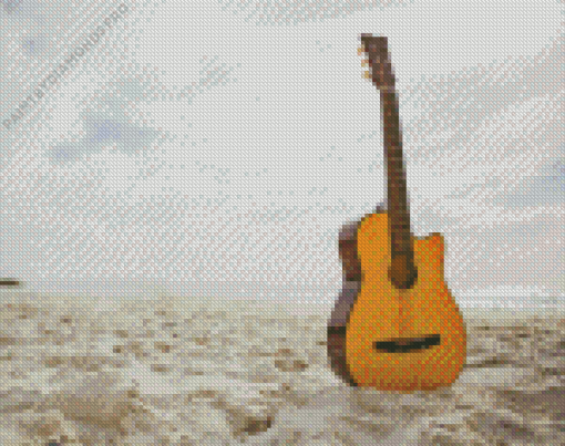 Guitar at The Beach Diamond Painting