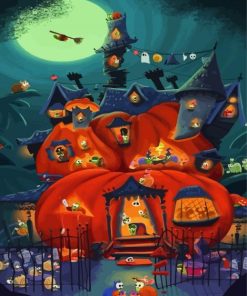 Halloween Pumpkin House Diamond Painting