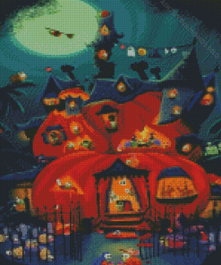 Halloween Pumpkin House Diamond Painting