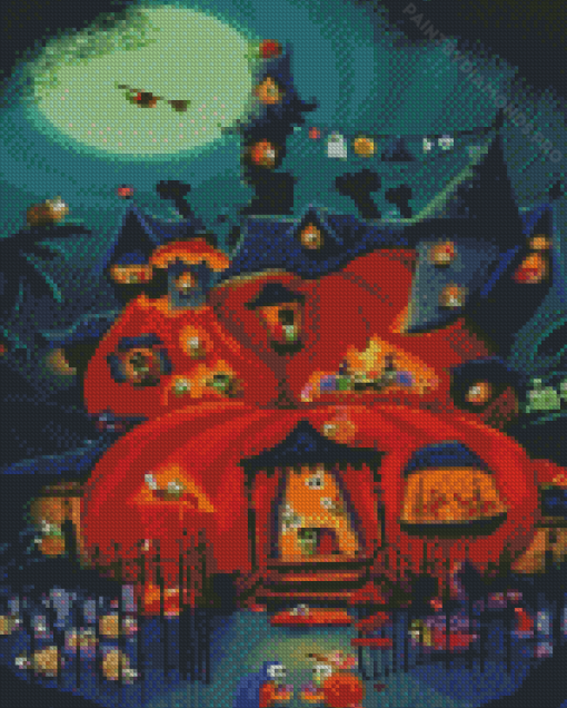 Halloween Pumpkin House Diamond Painting