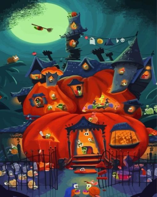 Halloween Pumpkin House Diamond Painting