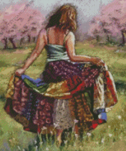 Hippie Girl Dancing Diamond Painting